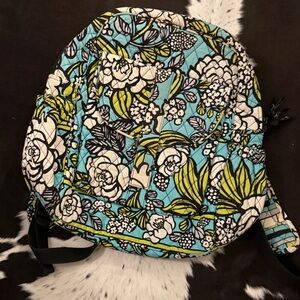 Floral Vera Bradley  Backpack - Black, White, and Blue